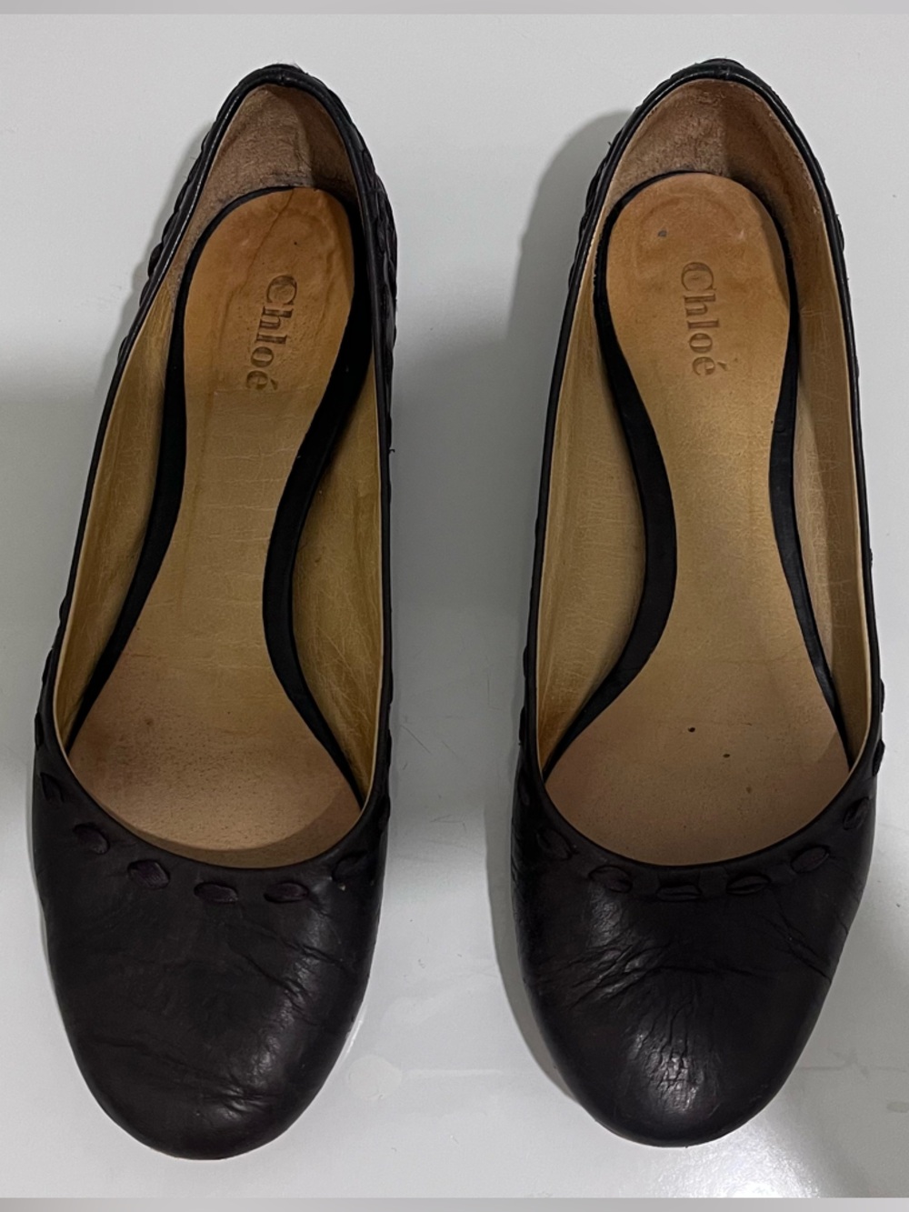 Brown Chloé Leather Ballet Flats